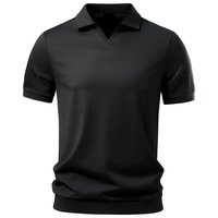 Polo Homme Luxe Style Old Money à Col Seagull, Manches Courtes, 220 g/m², en Rayonne Effet Soie, Fluide et Respirant, Décontracté et Professionnel