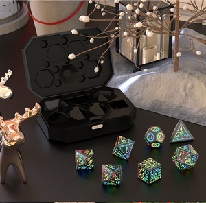 DND Dés LED rechargeables avec boîte de chargement, <span class=keywords><strong>7</strong></span> dés lumineux pour jeux de table RPG Donjons et dragons Dés Cadeau de Noël - Product Image 1