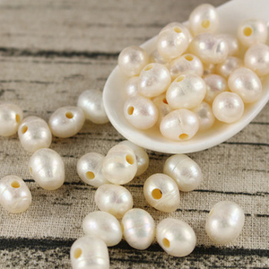 FWP009 קדח חור גדול 9-10 מ\"מ פנינה טבעית של מים מתוקים לעור, חרוזי חור גדול, חרוזי פנינה עם חור גדול - Product Image 1