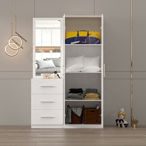 Armario de Dormitorio Zq con Espejo, Armario Blanco con Acabado Brillante, <span class=keywords><strong>Roperos</strong></span> <span class=keywords><strong>y</strong></span> <span class=keywords><strong>Closets</strong></span> con Cajón de Almacenamiento - Product Image 2