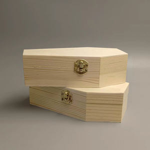 Оптовая продажа, натуральный гроб для домашних животных, большой деревянный подарочный гроб для Хэллоуина, незаконченная деревянная коробка для колец с откидной крышкой - Product Image 2