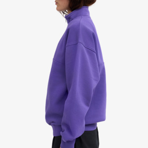 เสื้อสเวตเชิ้ตคอซิปแบบสั่งทำรุ่นใหม่สำหรับผู้หญิง ทรงโอเวอร์ไซส์ ไหล่ตก ผ้าคอตตอนฟลีซหนานุ่ม - Product Image 2
