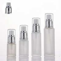 Flacon diffuseur en verre givré or/argent transparent de 15/20/30/50 ml, vide, pour sérum de soin, crème visage, lotion, avec pompe ou vaporisateur