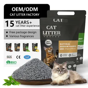 Muawu Bentonite naturelle à base de sodium et charbon actif litière mixte pour chat minerai brut litière pour chat bentonite