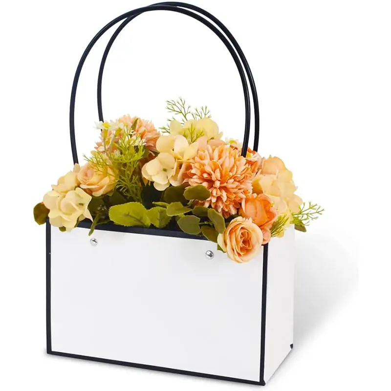 Белый прямоугольный цветочный букет, коробки, бумажный подарочный пакет с ручкой для упаковки букета, цветочная упаковка для флористов