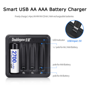 Indicateur LED intelligent à 4 baies <span class=keywords><strong>Chargeur</strong></span> de batterie USB Entrée <span class=keywords><strong>DC5V</strong></span> Charge rapide de la batterie pour les piles rechargeables 1.2V Ni-MH Ni-CD AA AAA - Product Image 2