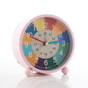 Réveil éducatif pour enfants, horloge de bureau, horloge d'apprentissage ronde silencieuse, décoration de chambre à coucher, cadeau pour garçons, filles, étudiants - Product Image 5