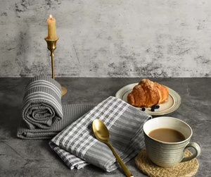 Taille <span class=keywords><strong>personnalisée</strong></span> logo gaufre gris 100% coton linien microfibre nettoyage <span class=keywords><strong>de</strong></span> la cuisine torchon pour Restaurant - Product Image 5
