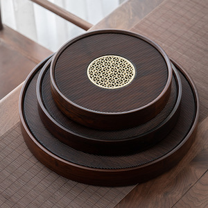 Bamboo Walnut Color <b>Tea</b> Tray Round Water Filter Dry Brewing For Kung Fu <b>Tea</b> <b>Set</b> - Product Image 3