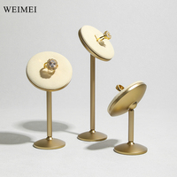 WEIMEI prix de gros bleu anneau rack Beige bijoux présentoir rond daim anneau métal support de support bijoux accessoires