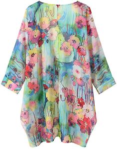 <span class=keywords><strong>Kimono</strong></span> Lungo Estivo da <span class=keywords><strong>Donna</strong></span> in Chiffon, Copricostume Floreale Bohemien, Blusa da Spiaggia, Top a Canotta, <span class=keywords><strong>Camicia</strong></span> per Bikini - Product Image 1