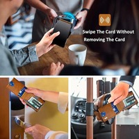 Dompet Lipat Pria RFID Metal dengan Tempat Kartu ID PU dan Penjepit Uang Smart Cartera Metalica Hombre