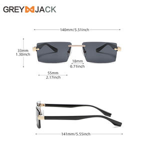 Lunettes de soleil carrées sans monture Greyjack pour femmes, verres PC dégradés UV400, monture noire en métal TR, plusieurs couleurs - Product Image 4