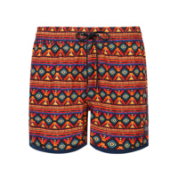 Shorts de plage décontractés pour hommes en polyester personnalisés avec imprimé planche de surf, maillot de bain tissé avec poche arrière, écologique et à séchage rapide