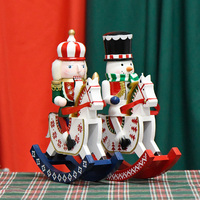 Cheval à bascule casse-noisette en bois 30 cm, décoration de table de Noël traditionnelle Roi Soldat, rouge, logo personnalisé, vente en gros