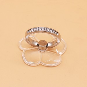 Diamond Encrusted Ring Holder Metal Zinc Alloy Transparent Phone Grip For Women Mobile Phone Clip Adhesive Installation - Product Image 4