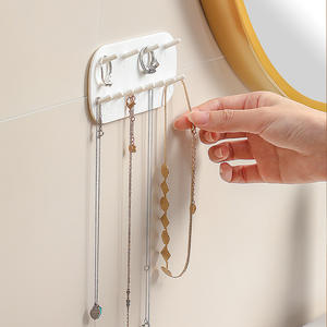 Wall-Mounted <b>Jewellery</b> <b>Organiser</b> Double Tier With Hooks Non-Tracking Storage Rack - Product Image 1