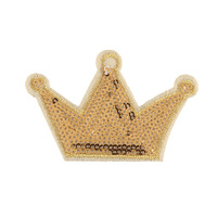 Étiquette en tissu brodée de perles et de paillettes, motif couronne avec 26 lettres anglaises, patch brodé à la machine, badge pour vêtements et maison