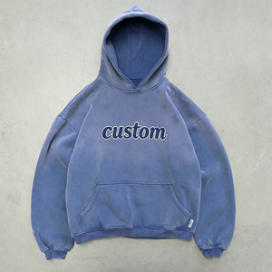Sweat à capuche surdimensionné personnalisé en molleton épais délavé à l'acide, style vintage, effet usé, pour homme, streetwear, délavé par le soleil - Product Image 1