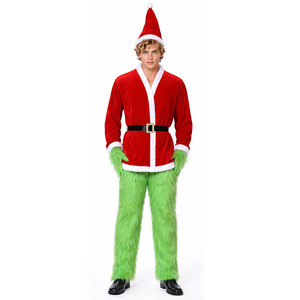 Grinch Kostüm-Set für Herren Weihnachten Erwachsenen Grüner Anzug Hut Handschuhe - Product Image 3