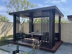 <span class=keywords><strong>Pavillon</strong></span> de gazebo imperméable de pergola de jardin en aluminium noir du fabricant en gros pour des agents d'arrière-cour - Product Image 4