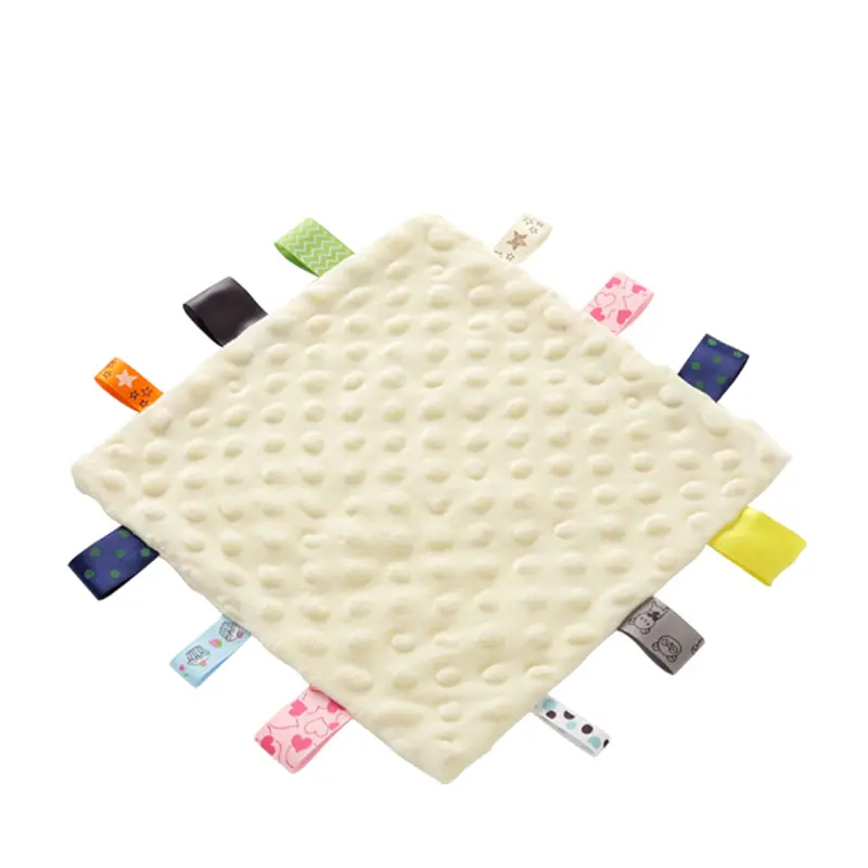 Baby Security Blanket with Tags Soft Plush Stuffed Toys Lovey Soothing Sensory Toy Cute Minky Dot Fabric