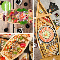 BAMBUS ABS 150cm 12 pouces Bateau en bois écologique pour sushis avec boîte individuelle