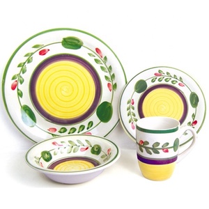 Hiện đại cổ điển đồ ăn 4 người Hand Painted <span class=keywords><strong>Flora</strong></span> Bộ bữa ăn tối vườn sứ gốm giá rẻ đồ ăn wed cutleri Bộ - Product Image 1