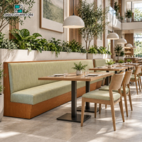Ensembles de sièges de restaurant avec cadre en bois et tissu vert sauge, chaises de restaurant d'hôtel, bancs longs, personnalisables, fabricant OEM Chine