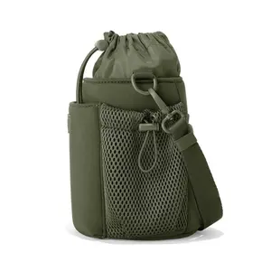 Pochette pour bouteille d'eau isolée en néoprène de luxe personnalisée sacs à bandoulière de 40oz avec bandoulière