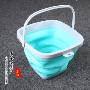 <b>Folding</b> Silicone Water <b>Bucket</b> Square Portable Fishing Bait Storage Multi Purpose Collapsible With Top Handle - Product Image 3