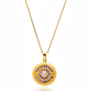 Pendentif géométrique rond en forme de pierre d'améthyste Bijoux en argent sterling 925 fabriqués à la main par la Turquie - Product Image 2