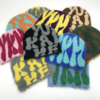 Hoge Kwaliteit Acryl Gebreide Premium Jacquard Mohair Muts All-Over Y 2K Logo Print Aanpasbaar Logo Strand-Passend Geboeid