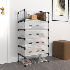 <span class=keywords><strong>Scarpiera</strong></span> Moderna Minimalista in Metallo di Nuovo Stile, Antipolvere, Multistrato, Assemblabile, Economica per Ingressi e Dormitori - Product Image 3