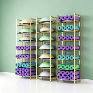Vertical Freestanding Yoga Storage Cart, Multi-function Metal Rack for <strong>Rolled</strong> Yoga <strong>Mats</strong> and Bosu Half Ball OEM Private Label - Product Image 6