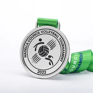 Fabrika özel altın spor madalya özel ödülü ucuz futbol voleybol madalya ile şerit