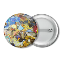 Insigne en métal en plastique de style antique et moderne circulaire personnalisable de 58mm Photos personnalisées et fond de marque en métal de dessin animé