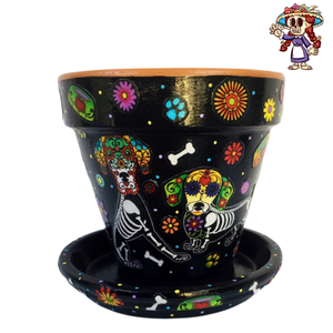 <span class=keywords><strong>Macetas</strong></span> de cerámica del Día DE LOS Muertos de México al por mayor de fábrica, maceta personalizable con temática de Halloween de gran tamaño para uso en el jardín - Product Image 4