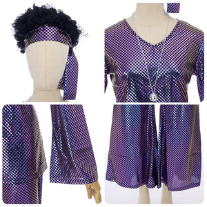 Ensemble de costumes rétro disco des années 70 Redman Anime, pantalon évasé brillant, haut, fête d'Halloween, cosplay - Product Image 3