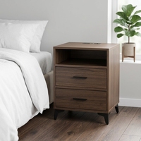 Table de chevet multifonction en MDF avec armoire de qualité supérieure, dotée de deux tiroirs et d'un tiroir caché