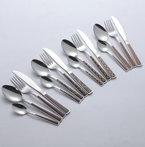 Custom logo package grace cheap silver metal stainless steel 410 silver spoon fork knife 4pcs cutlery dinnerware tableware set