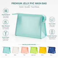 Nouvelle trousse de maquillage horizontale en PVC, rangement simple, résistante à l'eau, fermeture éclair, couleur unie, capacité moyenne