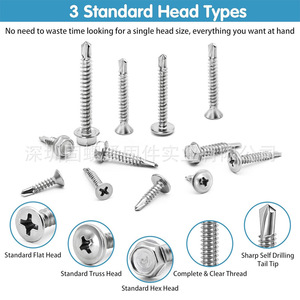 425pcs Stainless Steel Screw Set Phillips Round Countersunk Head Self Tapping Drill Screws Tool Case Kit - Product Image 4