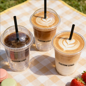 Gobelets à café en plastique transparent jetables 12oz 16oz 20oz pour café glacé et boissons chaudes avec couvercles - Product Image 6