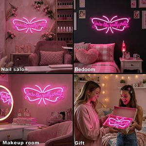 Insegna al Neon 'You're Like Really Pretty', Luce LED a Forma di Farfalla per Decorazione Murale, Decorazione Camera da Letto per Ragazze, Insegne al Neon Personalizzate - Product Image 6