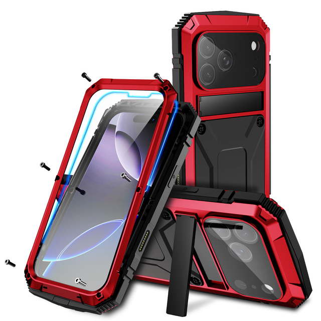 New Arrival Full protection Kickstand Rugged Heavy Duty Aluminum Alloy Metal Phone case Cover for iphone 17 air Pro Max 16 15 14