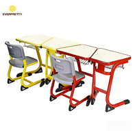 Proyecto de Muebles Escolares Personalizados al por Mayor, Conjuntos de Mesa y Silla de Estudio para Aula con Estructura Metálica Moderna y Colorida