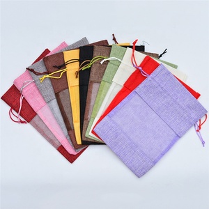 Bán buôn Linen chắp vá lưới túi với cửa sổ duy nhất dây rút Pouch đối với lưu trữ đồ trang sức Linen Cửa sổ bao bì túi - Product Image 3