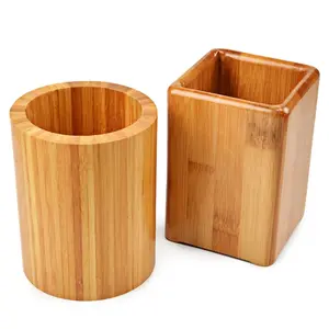 Wholesale Pen Holder Bamboo Holder Bamboo Office Desk Supplies Home Custom round wooden bamboo pen storage