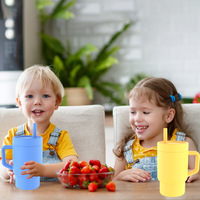 Gobelets en silicone pour enfants de 9 oz avec paille et poignée, gobelet à paille pour tout-petits, gobelet anti-fuite pour enfants, gobelet à eau pour enfants